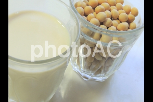 大豆と豆乳 大豆と豆乳の写真