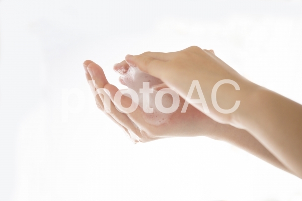 泡立てた石けん 泡立てた石けんの写真