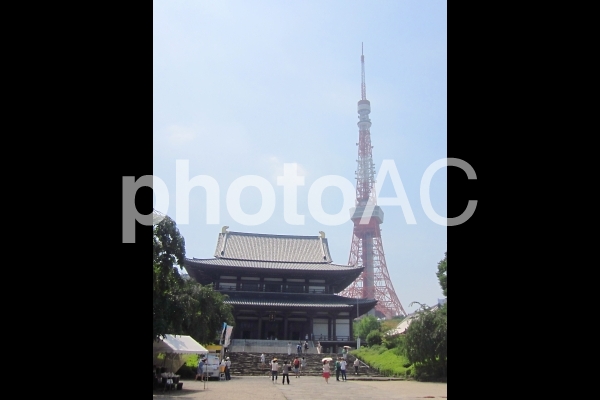増上寺と東京タワー 増上寺と東京タワーの写真
