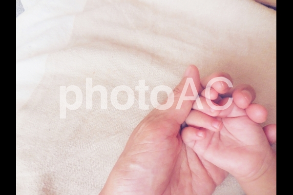 ママの手と赤ちゃんの手 ママの手と赤ちゃんの手の写真