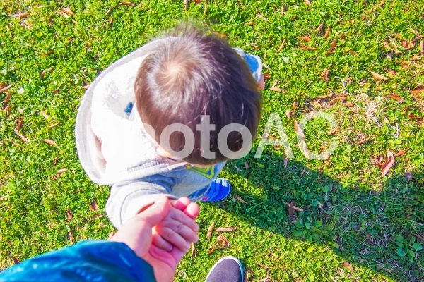 子供と手をつないで散歩 子供と手をつないで散歩の写真