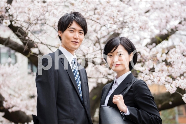 桜と就活生54 桜と就活生54の写真