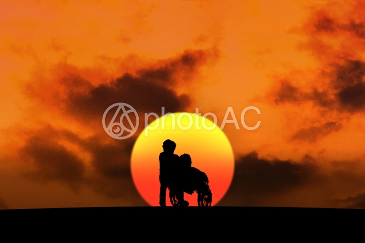 車椅子介護 シルエット No 写真素材なら 写真ac 無料 フリー ダウンロードok