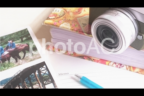 カメラと記念写真のアルバム カメラと記念写真のアルバムの写真