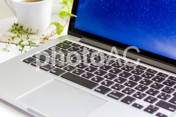 パソコンとハーブティー5 パソコンとハーブティー5の写真