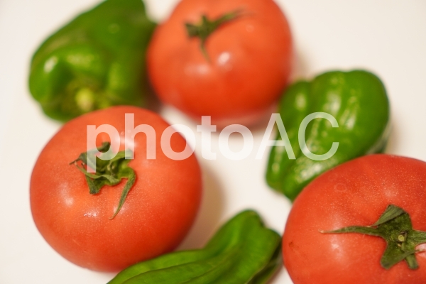夏野菜のトマトとピーマン2 夏野菜のトマトとピーマン2の写真