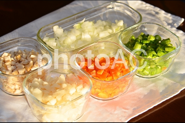 野菜のみじん切り 野菜のみじん切りの写真