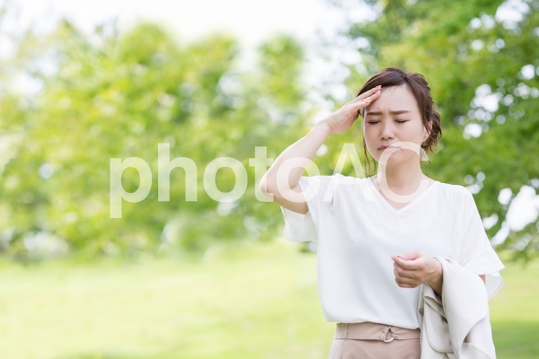 新緑の中の女性 新緑の中の女性の写真