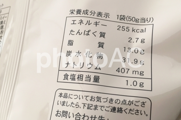 栄養成分表示 栄養成分表示の写真